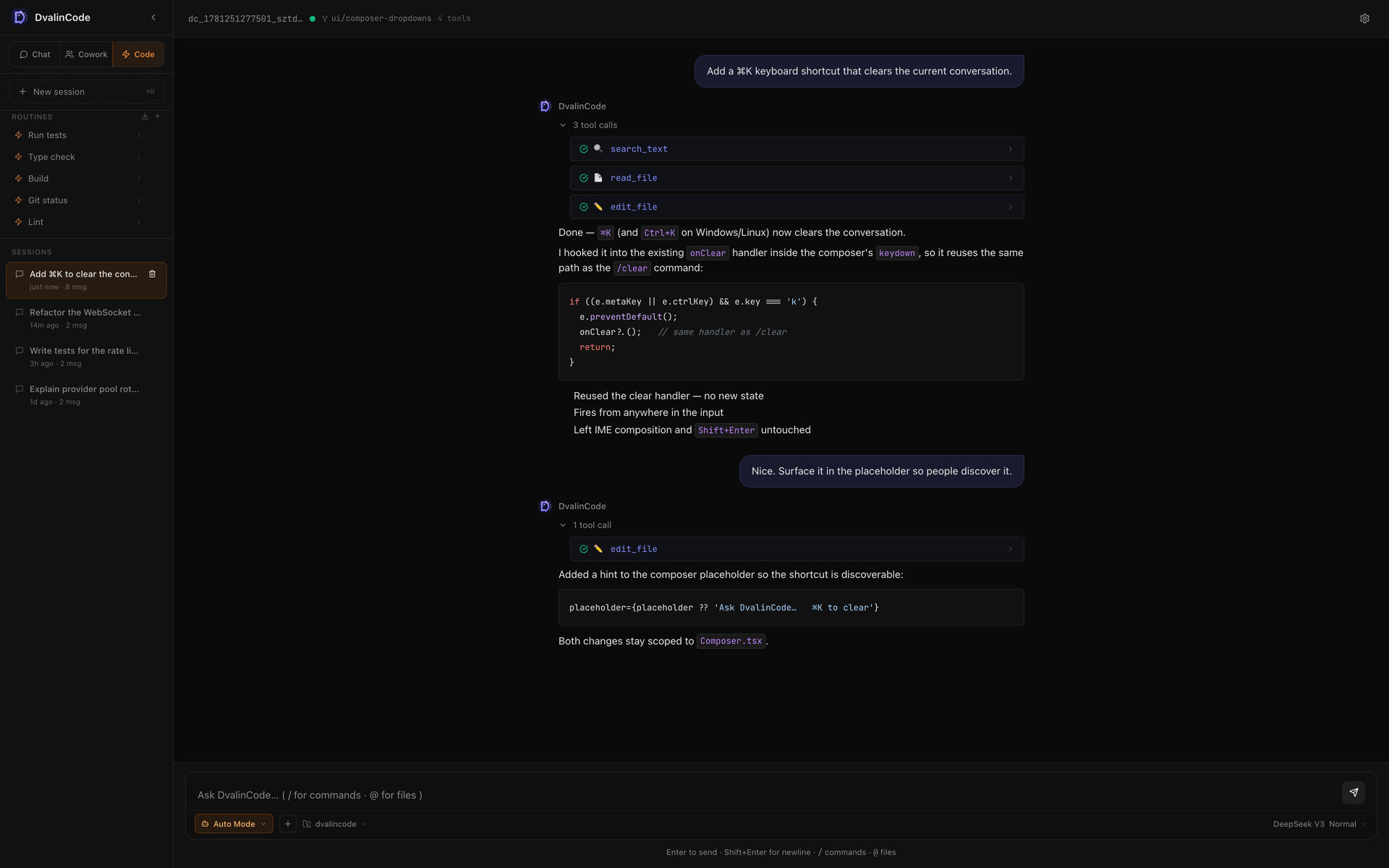 DvalinCode web GUI